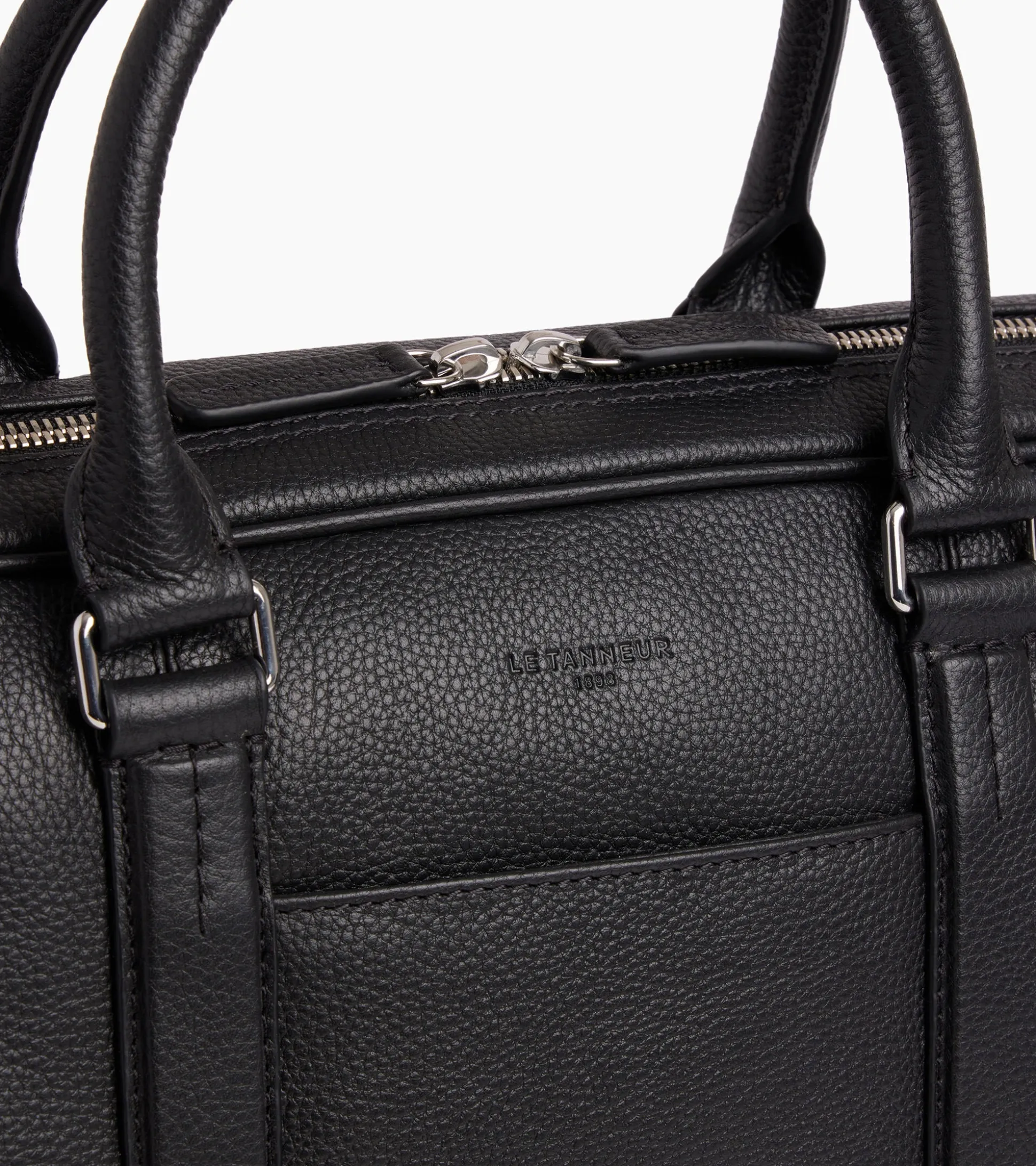 Porte documents slim 17" Charles en cuir grainé - Black