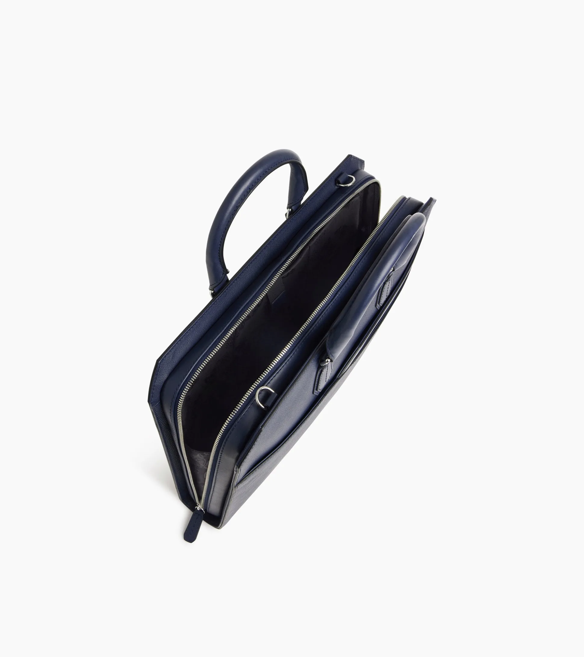 Porte documents slim 15" Gaston en cuir grain croisé - Twilight Blue
