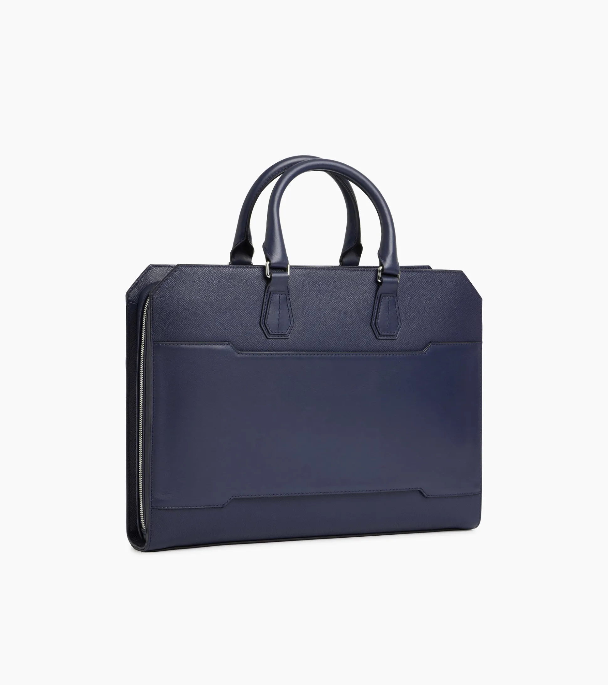 Porte documents slim 15" Gaston en cuir grain croisé - Twilight Blue