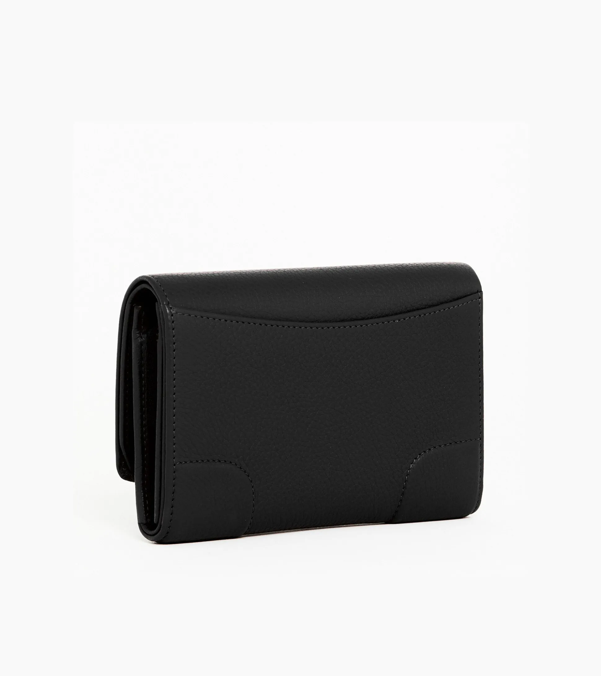 Porte monnaie à rabat Romy en cuir grainé - Black