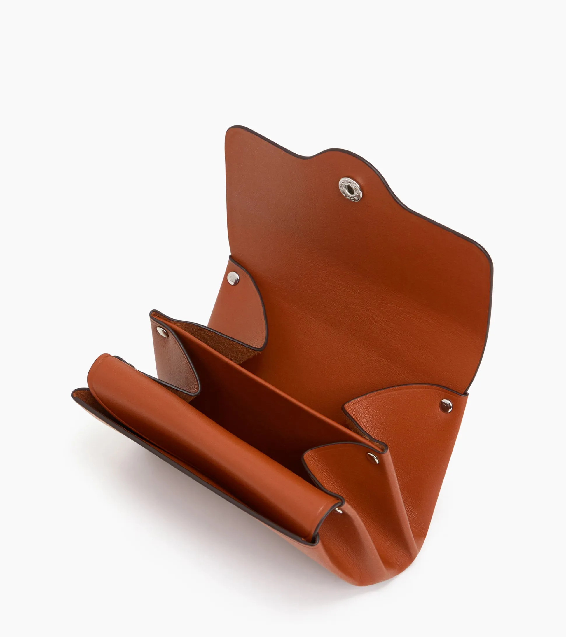 Porte monnaie Sans couture en cuir lisse - Mahogany Brown