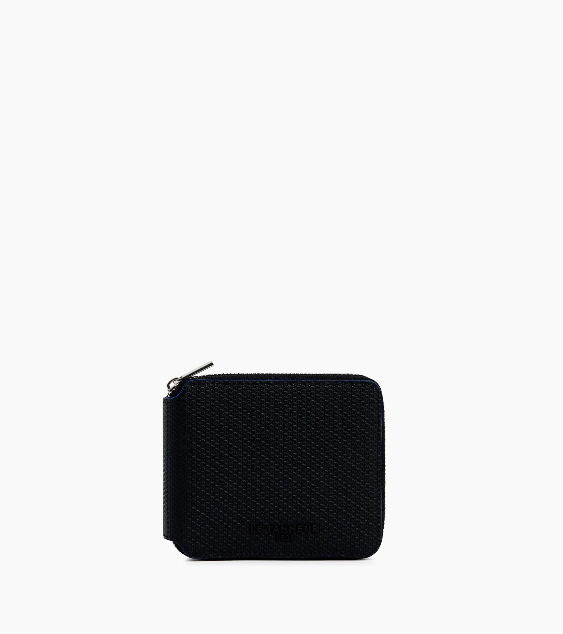 Porte monnaie zip en L Emile en cuir signature T - Black Le Bleu