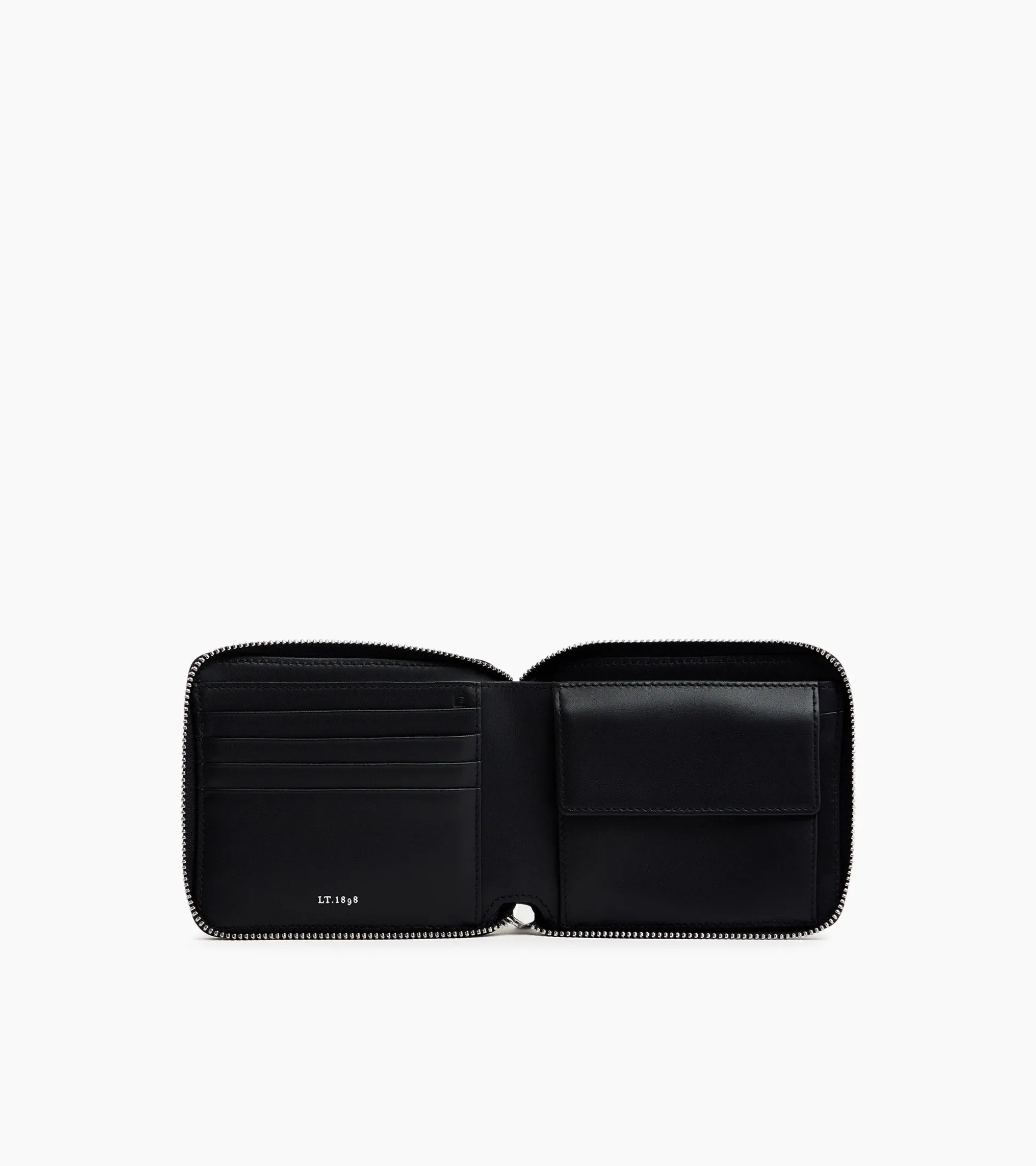 Porte monnaie zip en L Emile en cuir signature T - Black Le Bleu