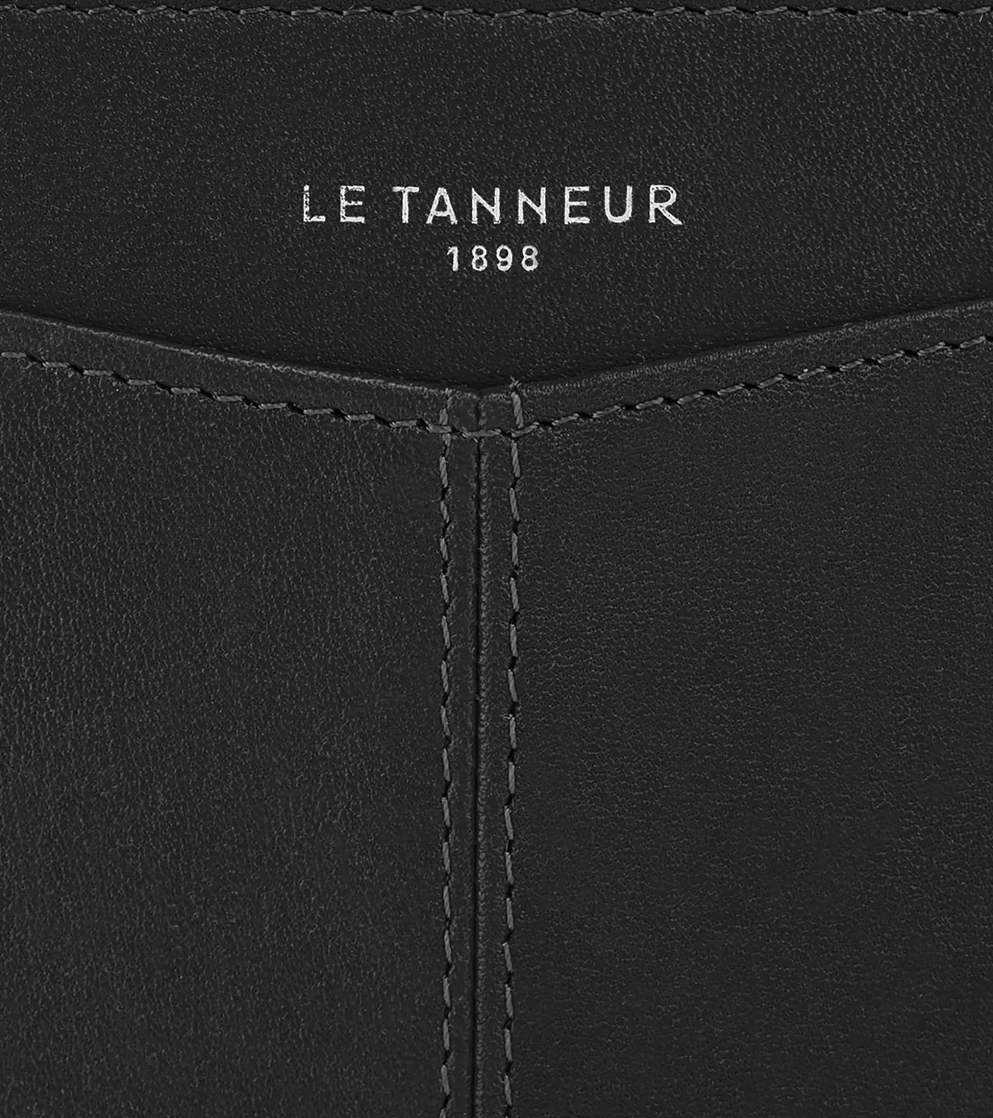 Porte monnaie zippé avec porte cartes amovible Charlotte en cuir lisse - Black