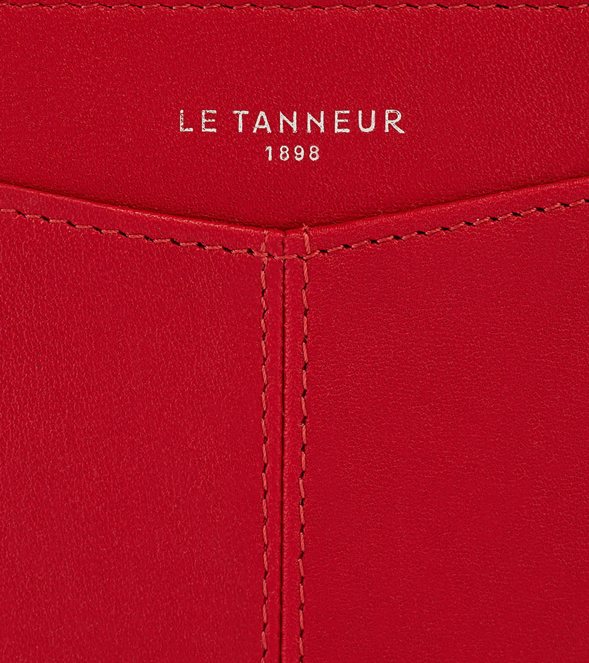 Porte monnaie zippé avec porte cartes amovible Charlotte en cuir lisse - Garnet red