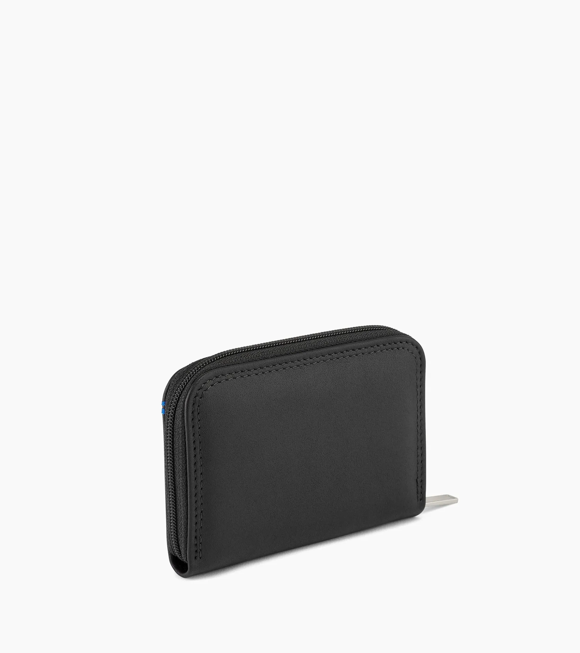 Porte monnaie zippé Martin en cuir lisse - Black