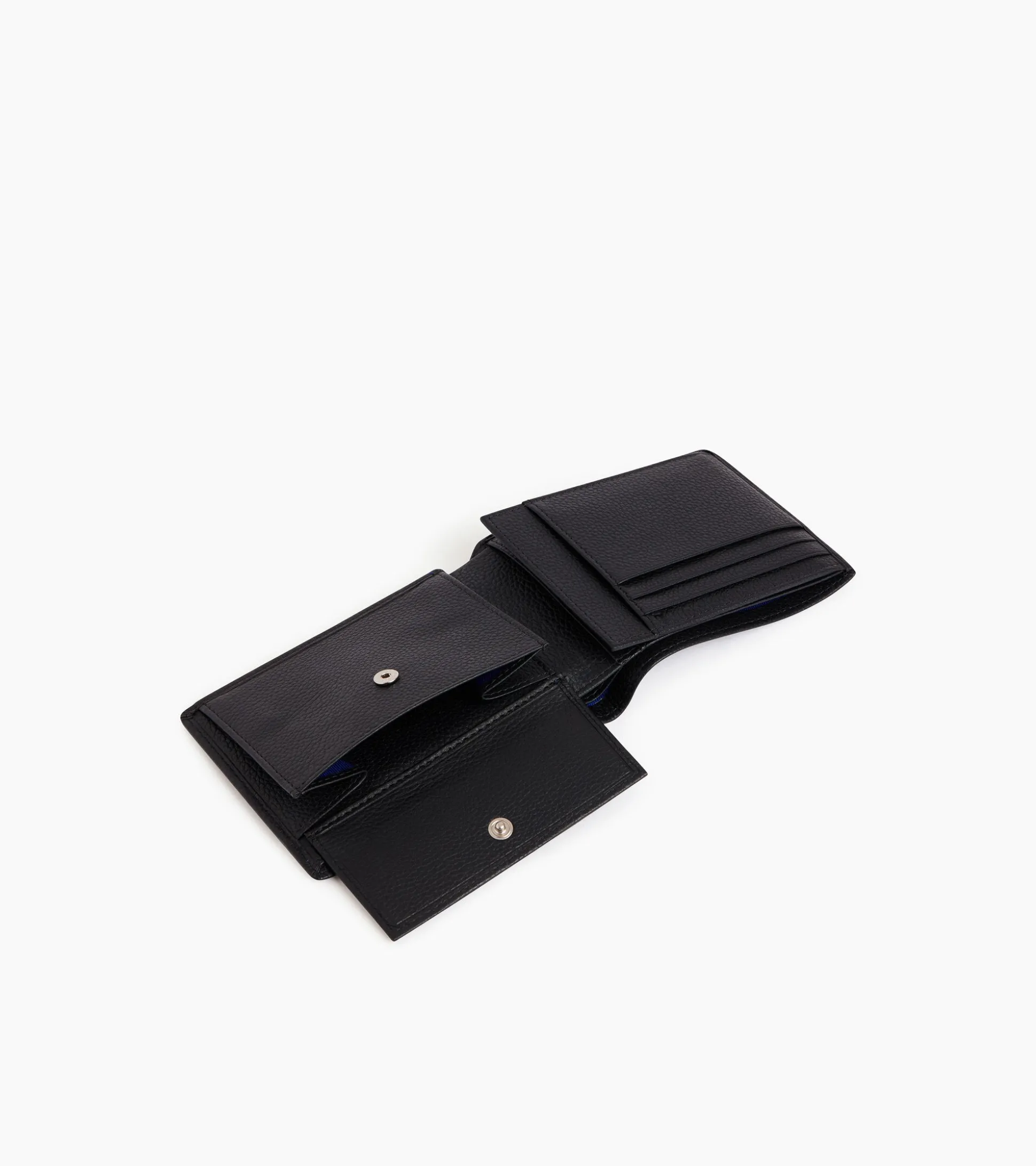 Portefeuille à rabat 2 volets Charles en cuir grainé - Black Le Bleu