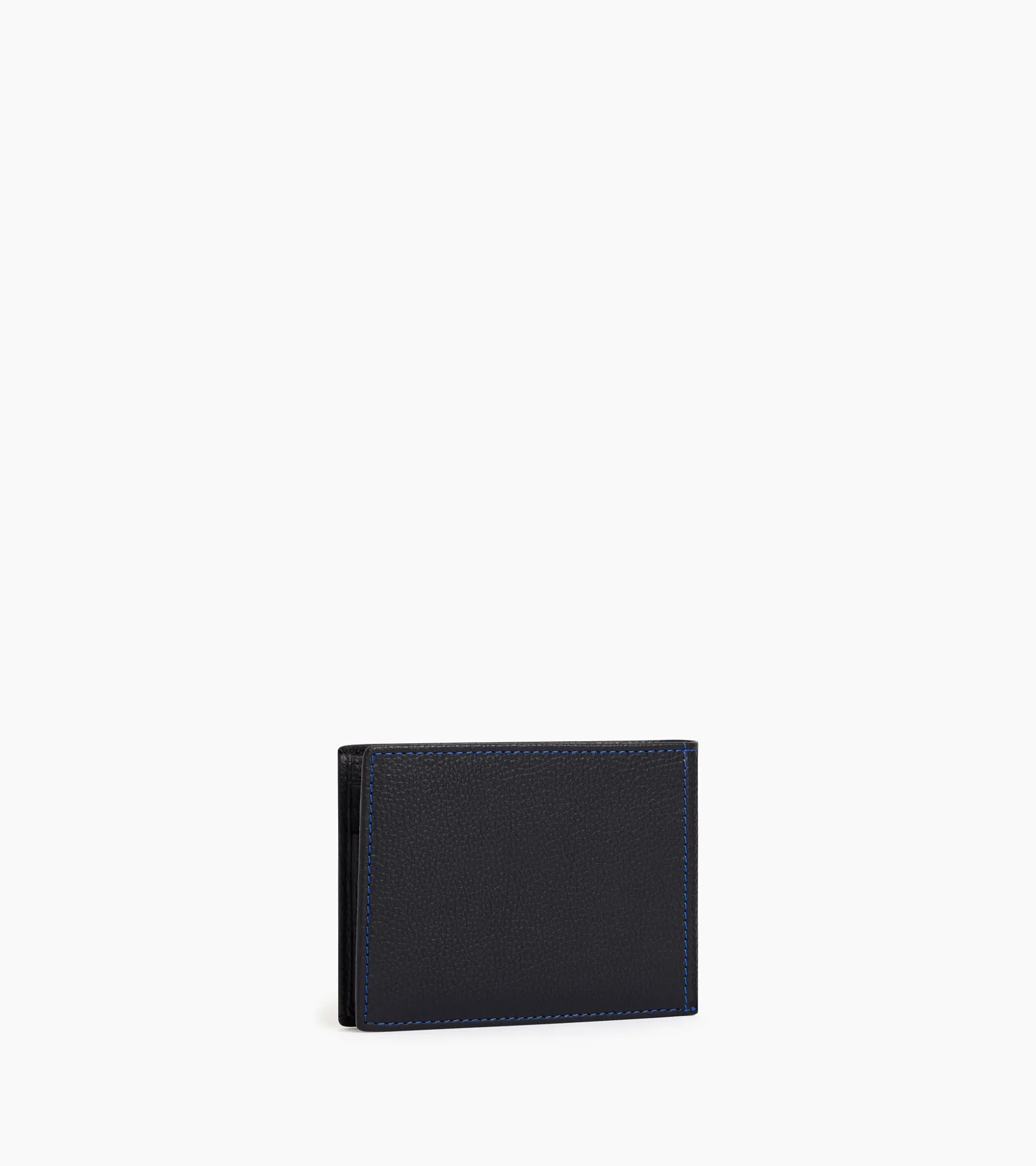 Portefeuille à rabat 2 volets Charles en cuir grainé - Black Le Bleu