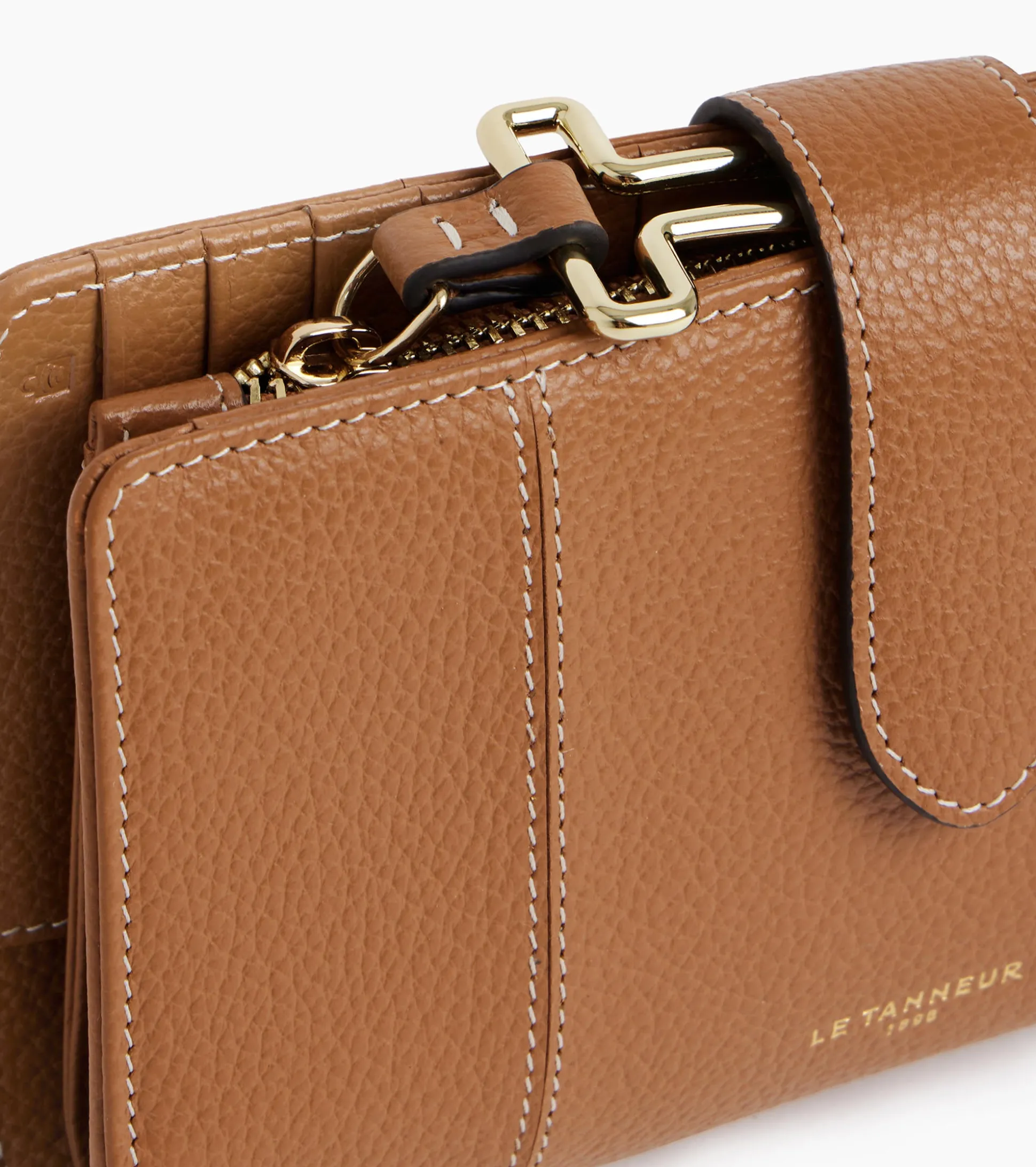Portefeuille 4 volets Juliette en cuir grainé - Brown Tan