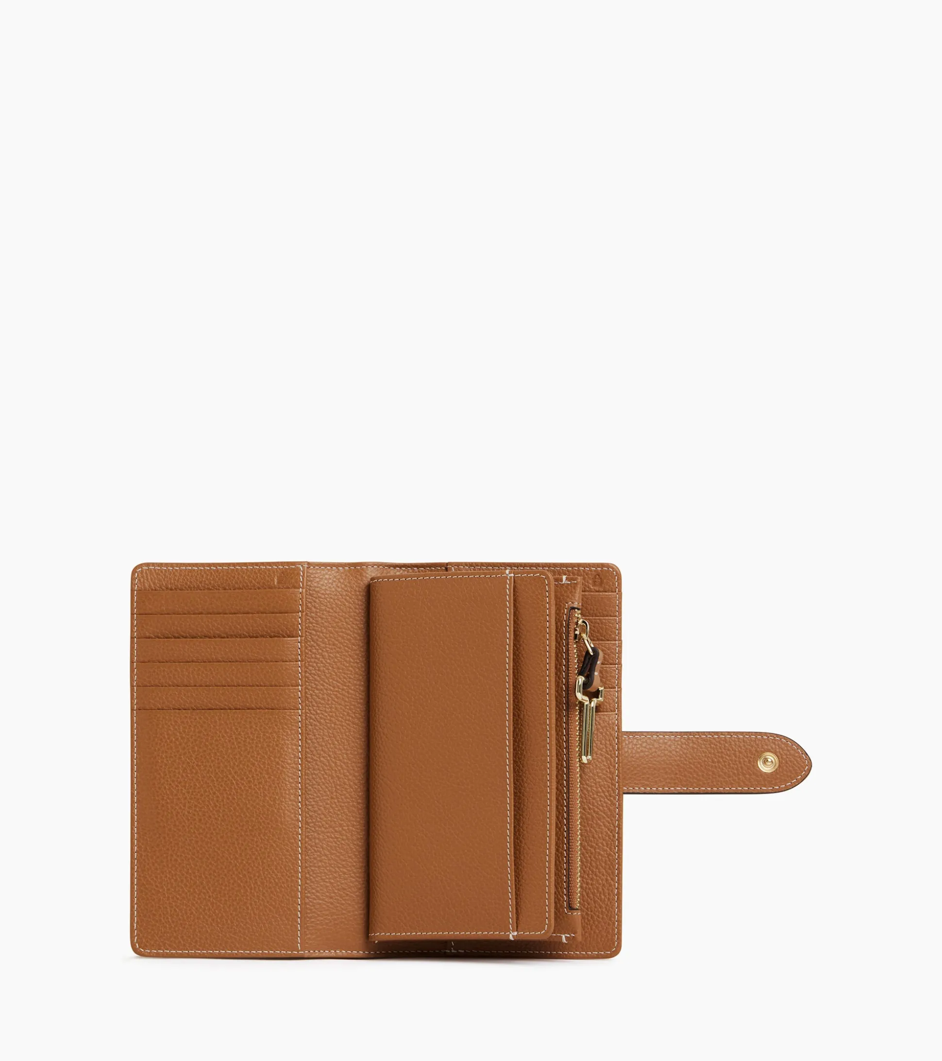 Portefeuille 4 volets Juliette en cuir grainé - Brown Tan