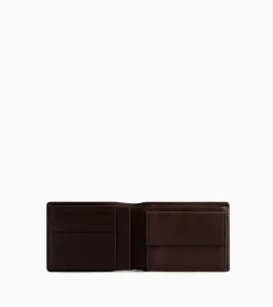 Portefeuille horizontal à rabat 2 volets en cuir huilé - Brown