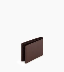 Portefeuille horizontal à rabat 2 volets en cuir huilé - Brown