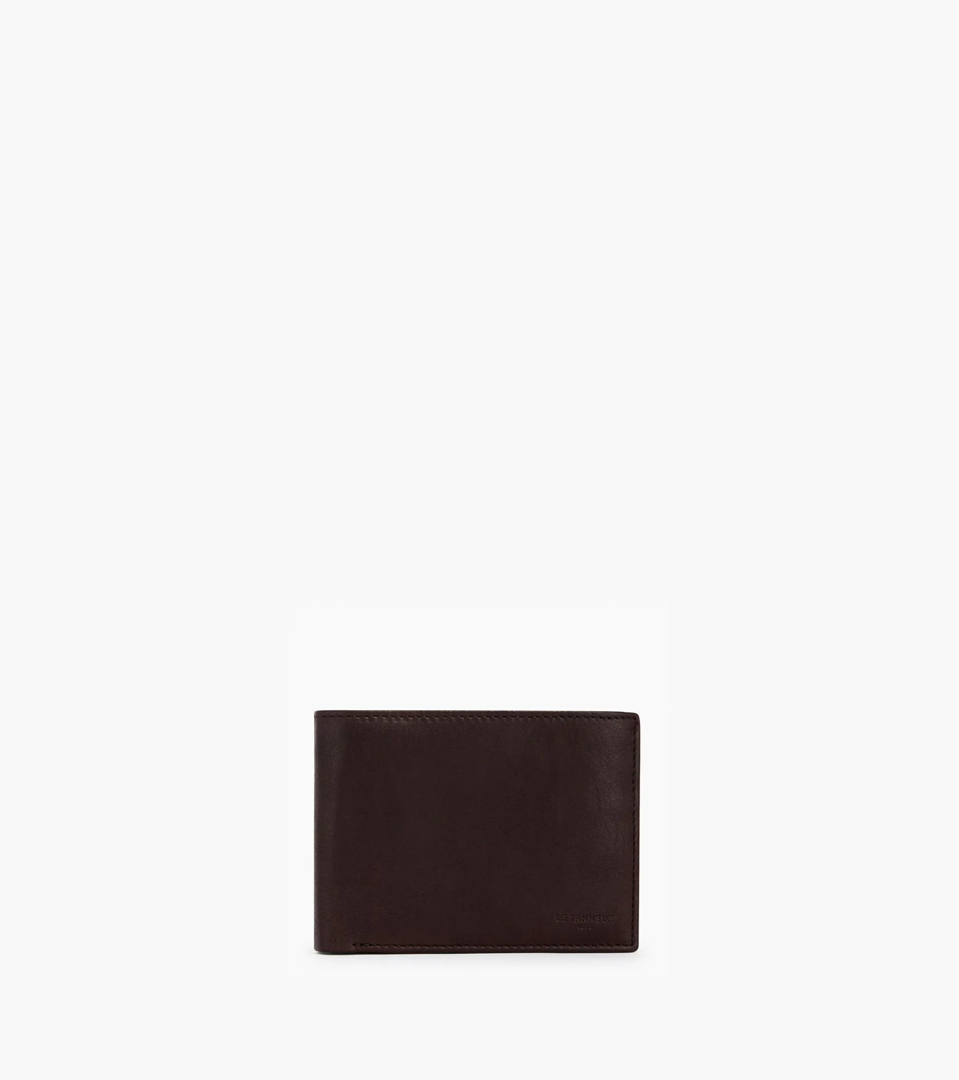 Portefeuille horizontal zippé 2 volets en cuir huilé - Brown