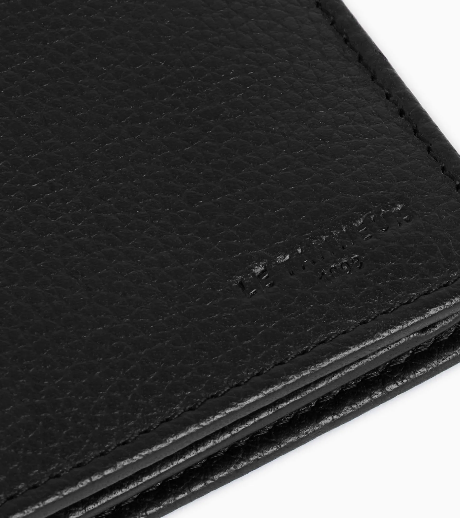 Portefeuille horizontal zippé 2 volets Charles en cuir grainé - Black