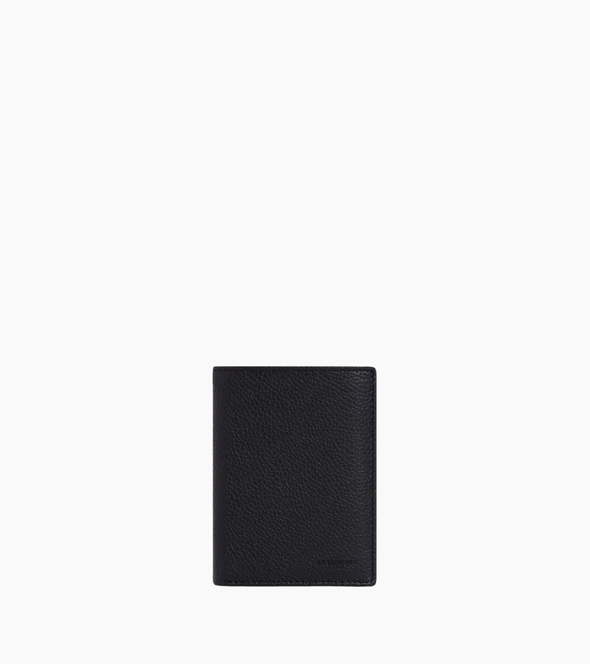 Portefeuille moyen modèle vertical zippé 2 volets Charles en cuir grainé - Black