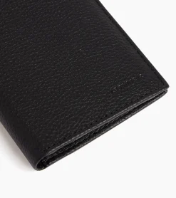 Portefeuille moyen modèle vertical zippé 2 volets Charles en cuir grainé - Black