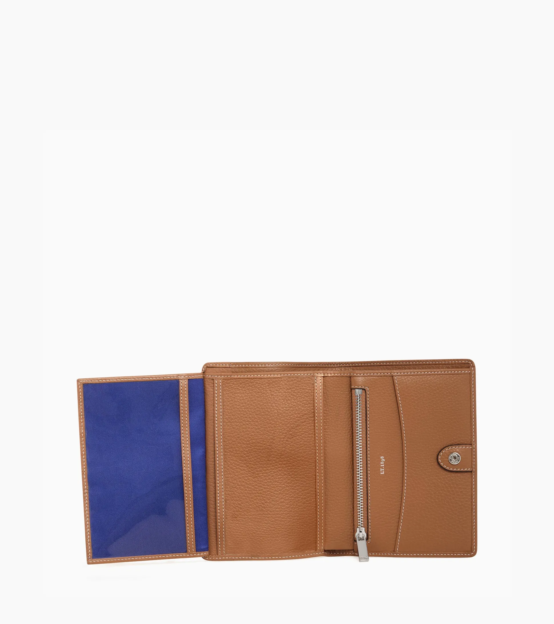 Portefeuille moyen modèle Romy en cuir grainé - Brown Tan