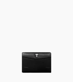 Portefeuille moyen modèle Romy en cuir grainé - Black