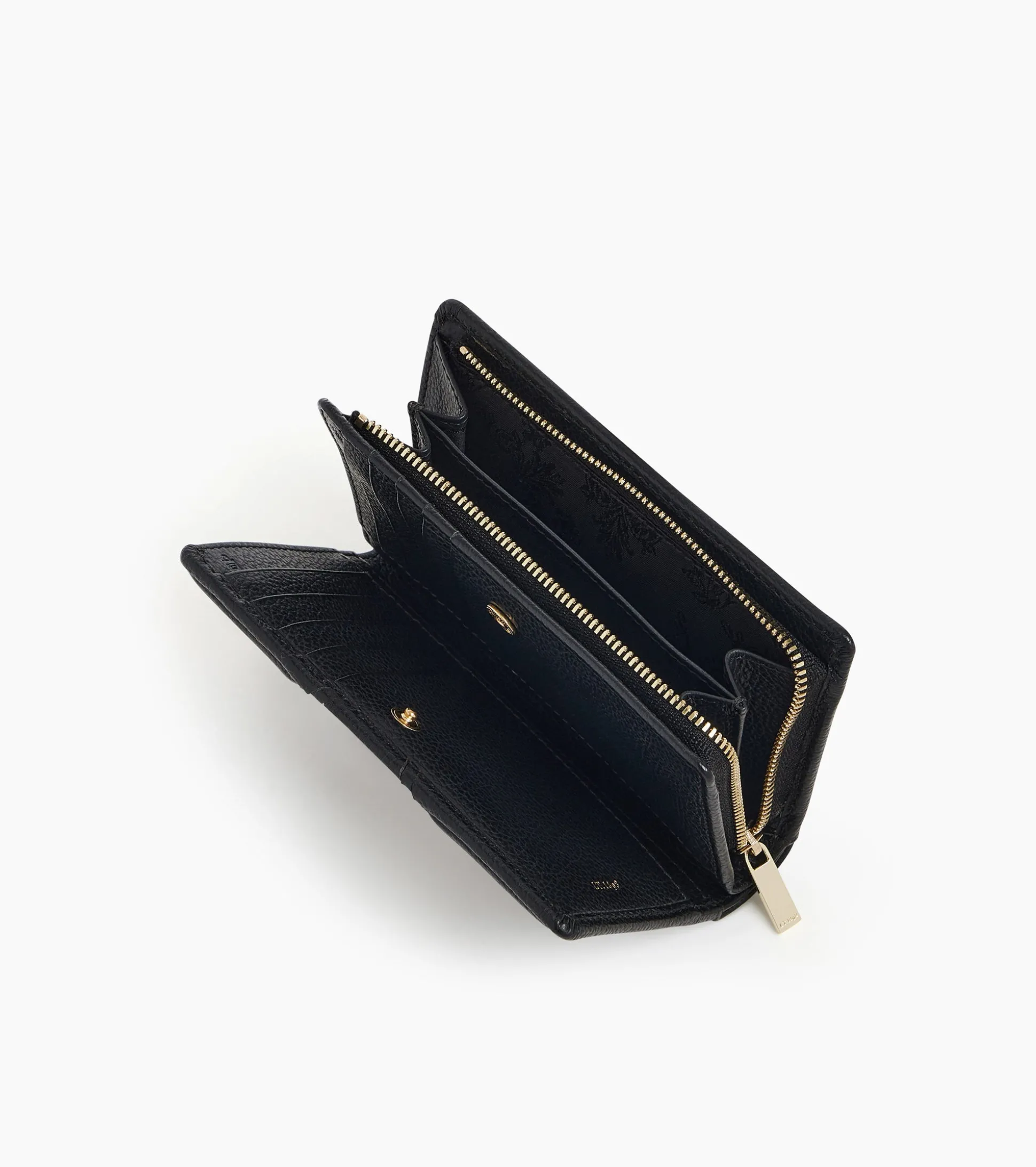 Portefeuille moyen modèle Ella en cuir grainé - Black