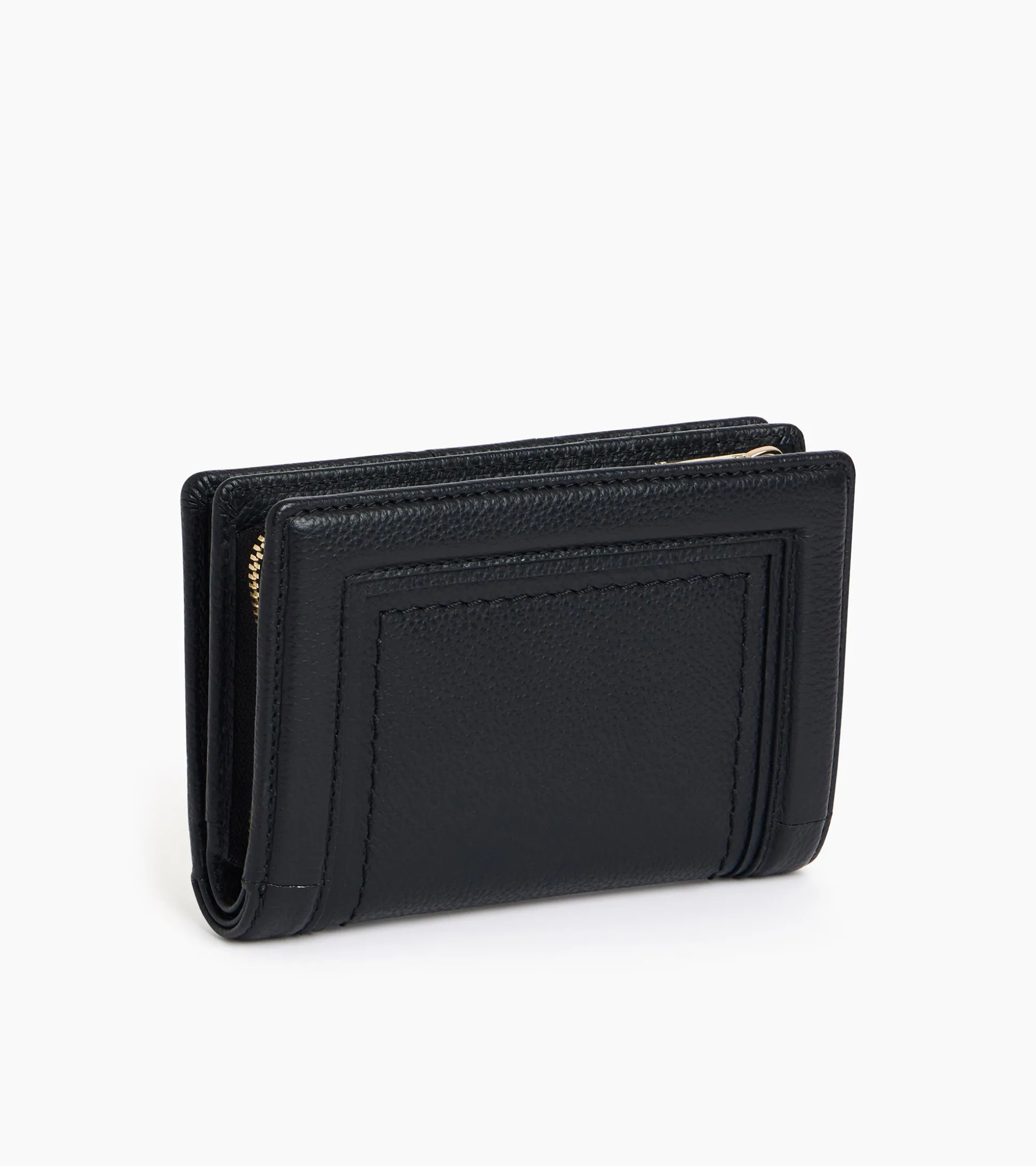 Portefeuille moyen modèle Ella en cuir grainé - Black