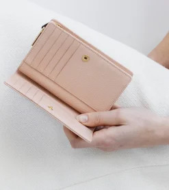 Portefeuille moyen modèle Juliette en cuir grainé - ROSE POUDRE