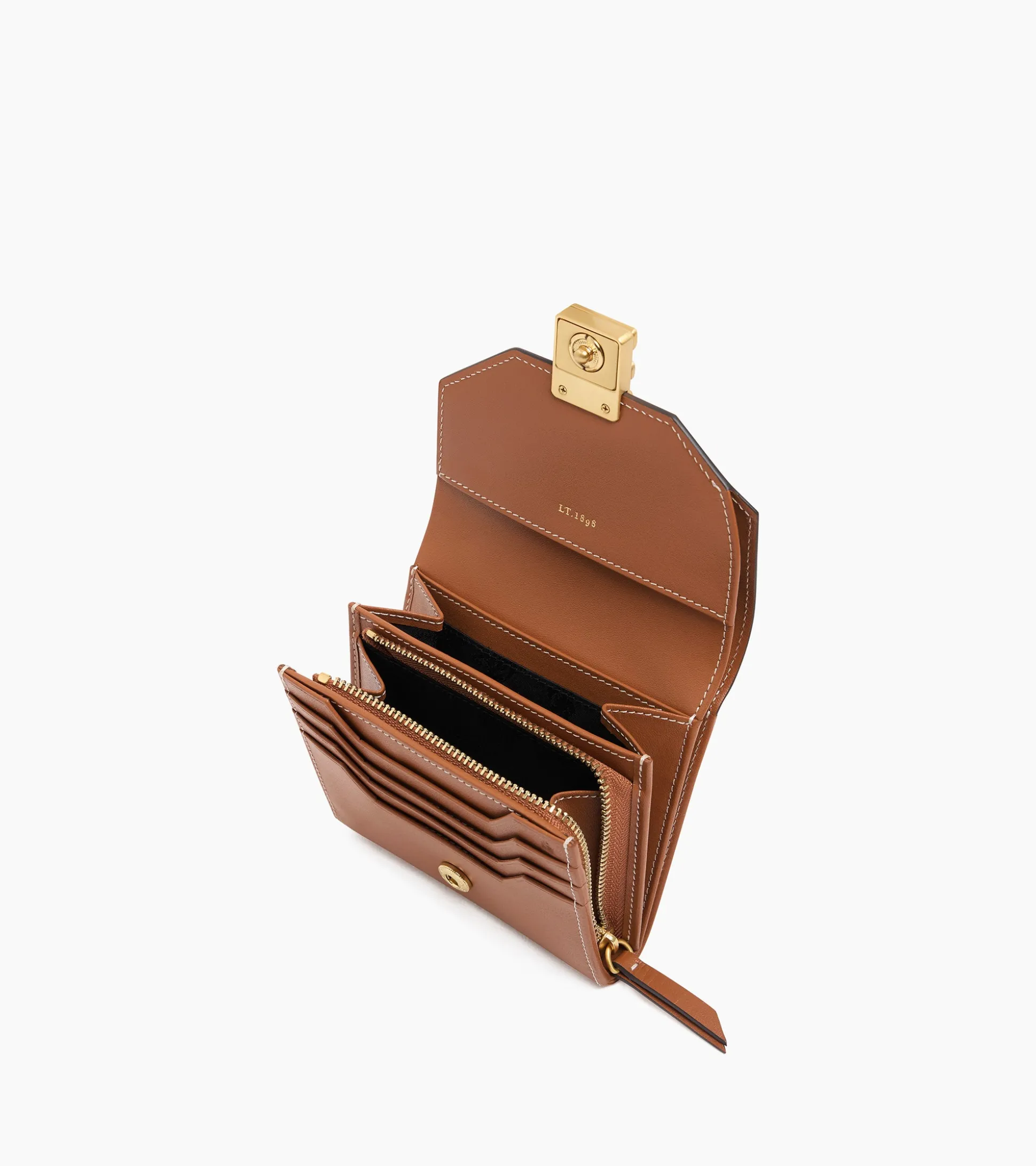 Portefeuille Rose en cuir lisse - Brown Tan