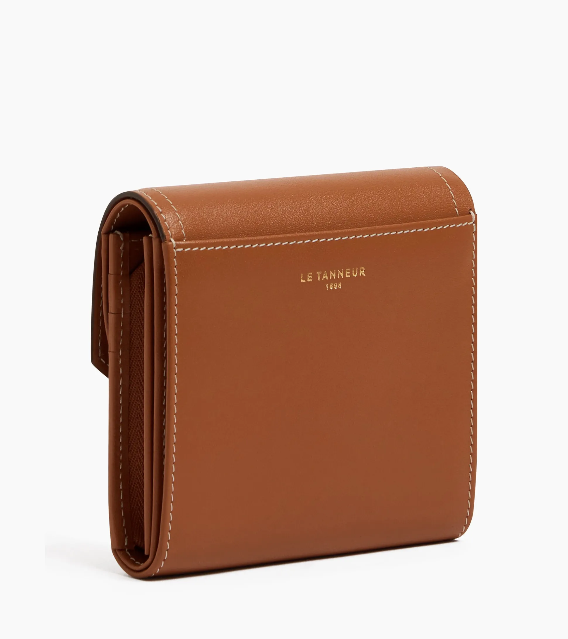 Portefeuille Rose en cuir lisse - Brown Tan