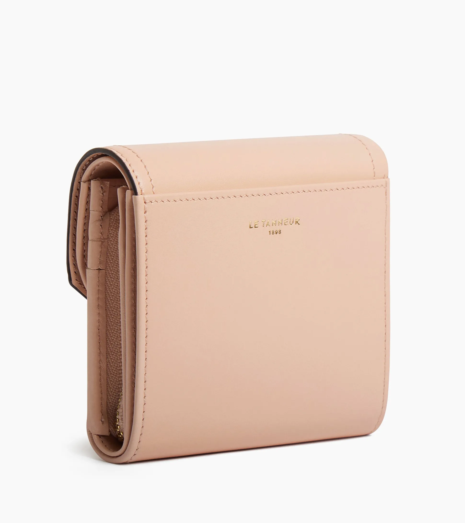 Portefeuille Rose en cuir lisse - ROSE POUDRE