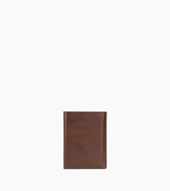 Portefeuille vertical moyen modèle zippé 3 volets en cuir huilé - Brown