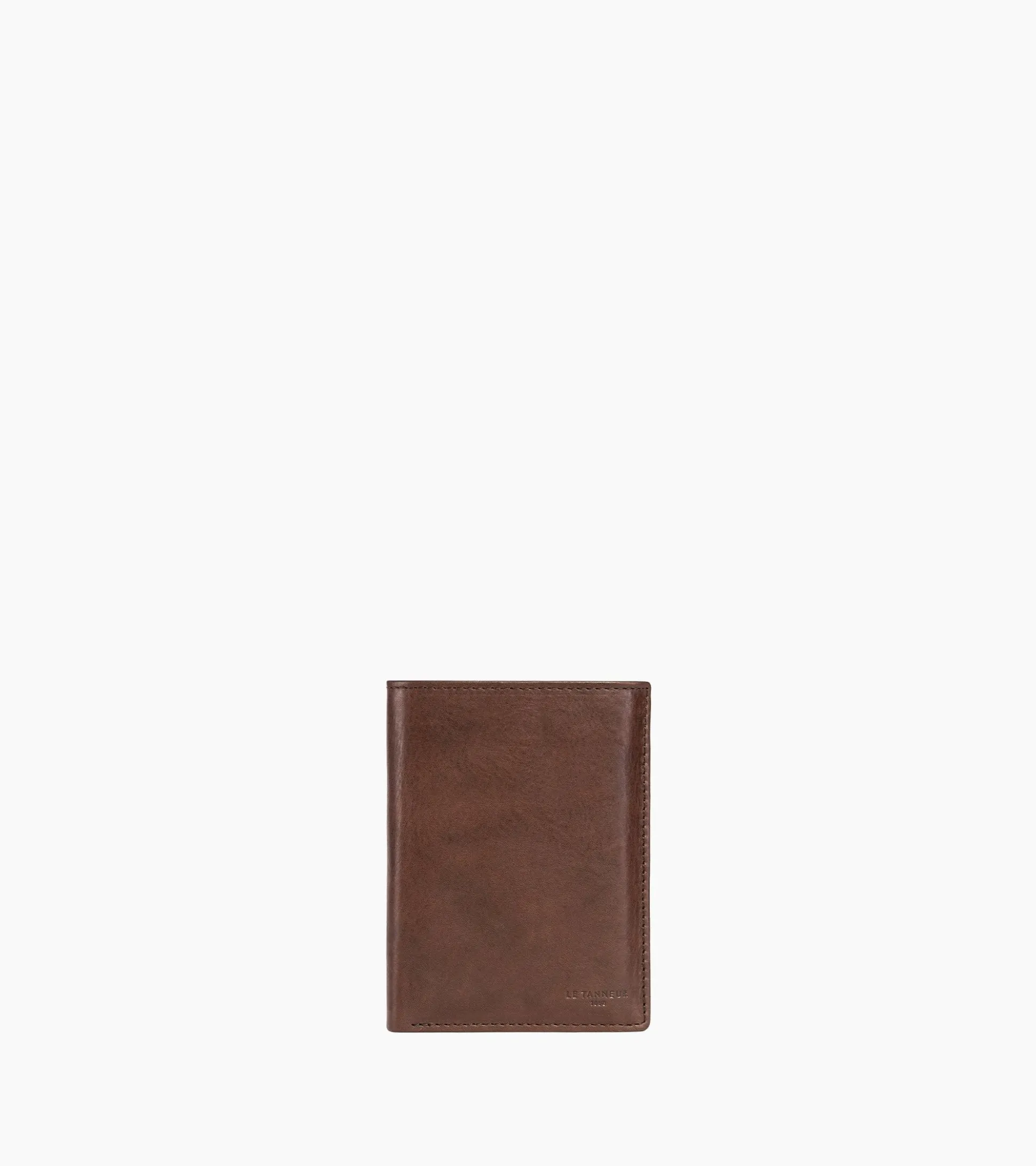 Portefeuille vertical moyen modèle zippé 3 volets en cuir huilé - Brown