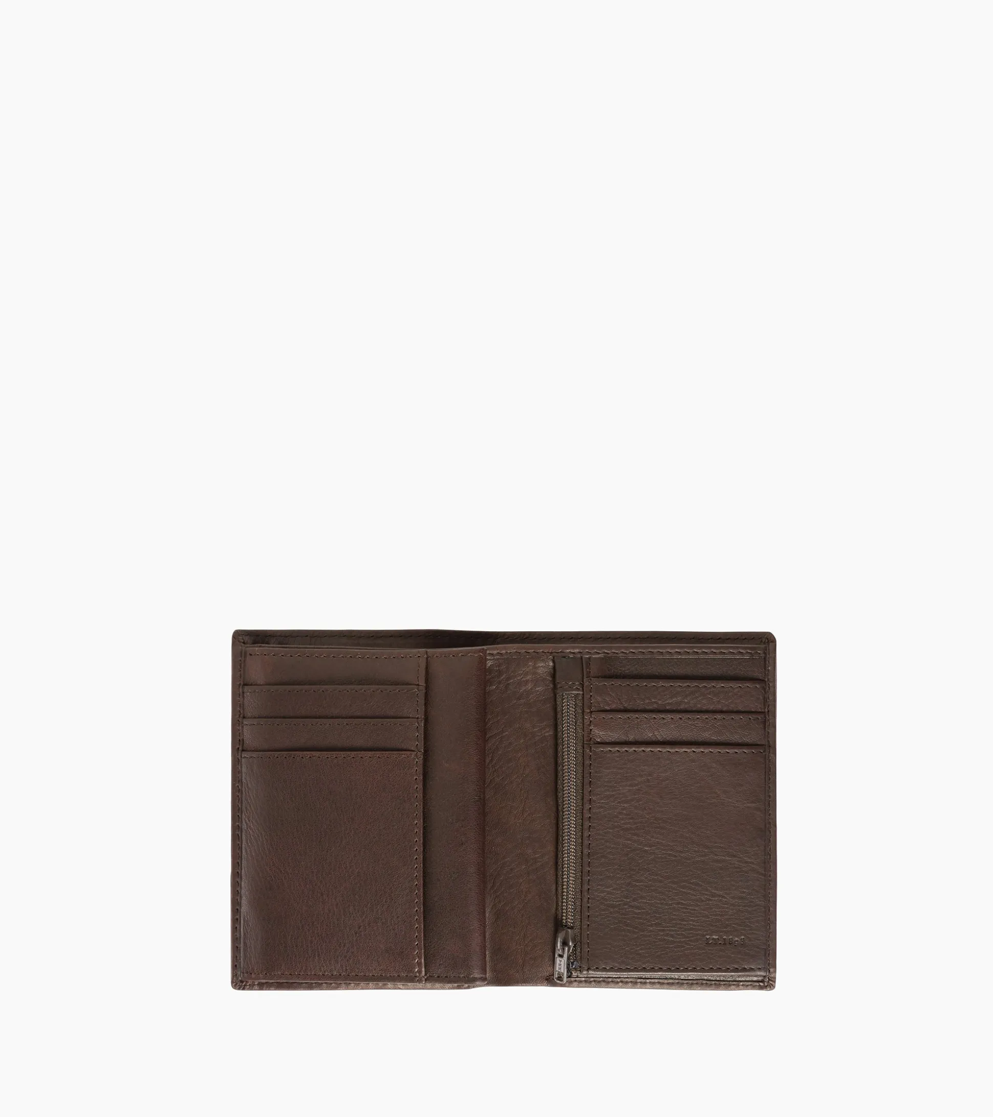 Portefeuille vertical moyen modèle zippé 3 volets en cuir huilé - Brown