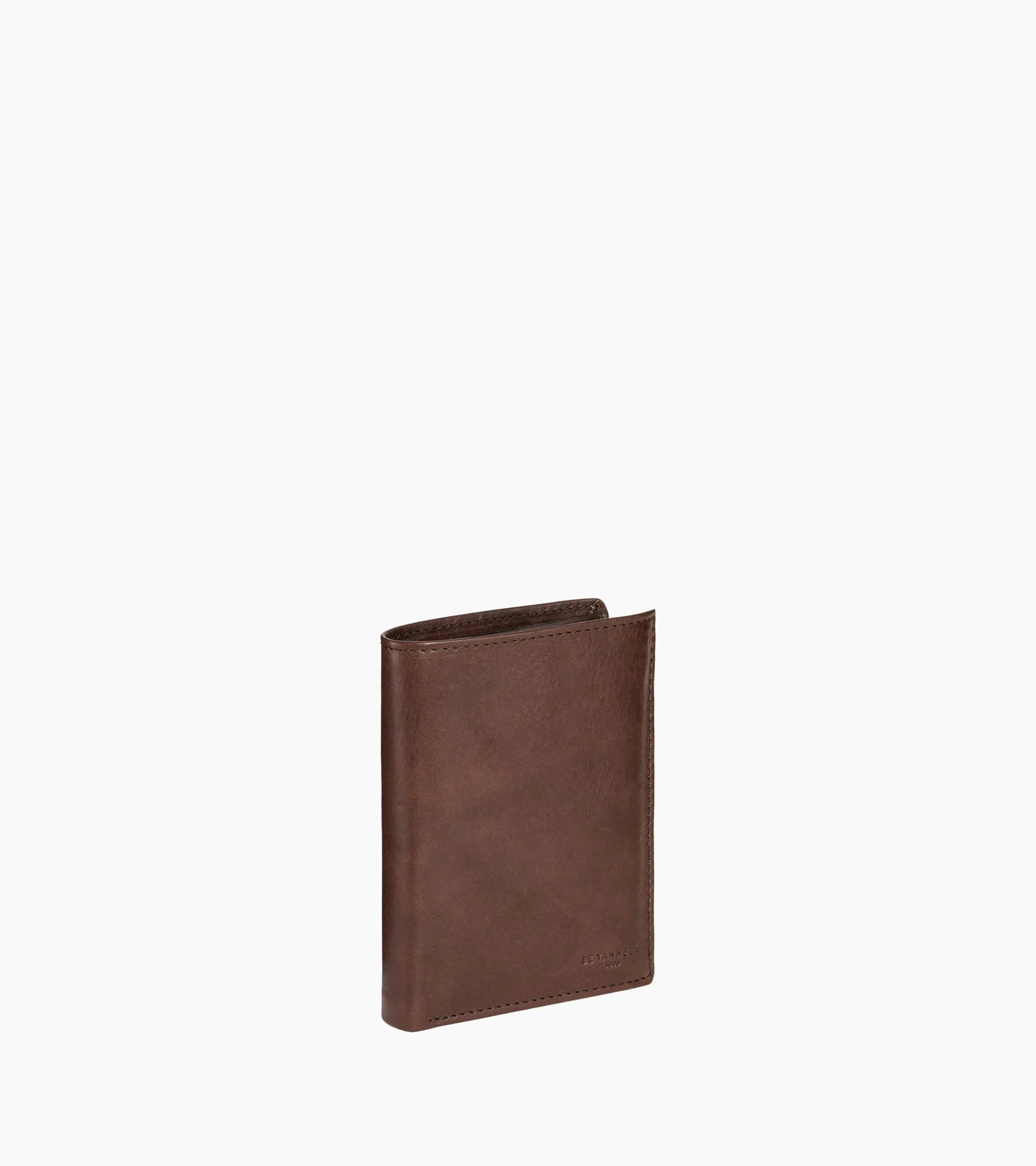 Portefeuille vertical moyen modèle zippé 3 volets en cuir huilé - Brown