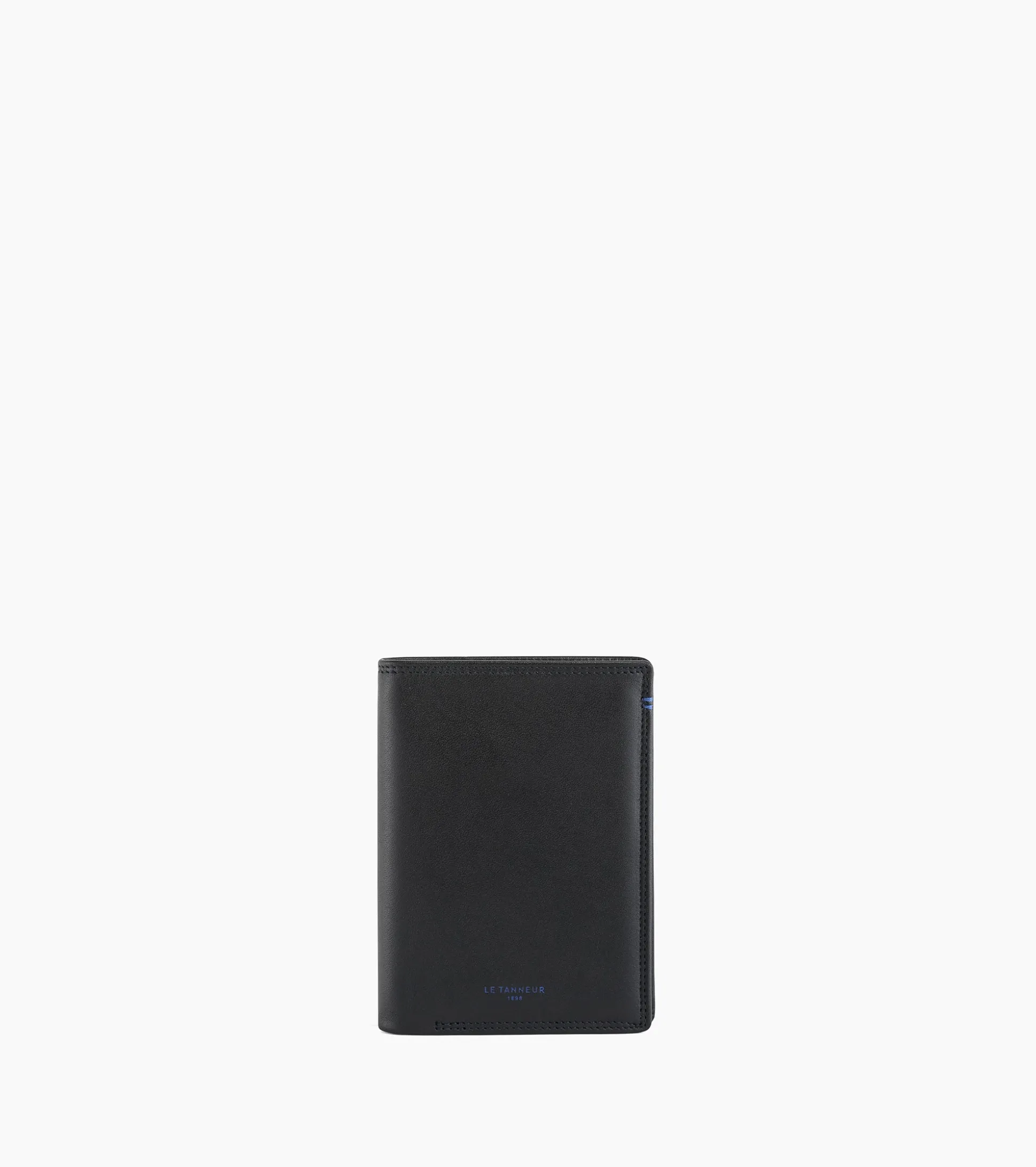 Portefeuille vertical moyen modèle zippé 2 volets Martin en cuir lisse - Black