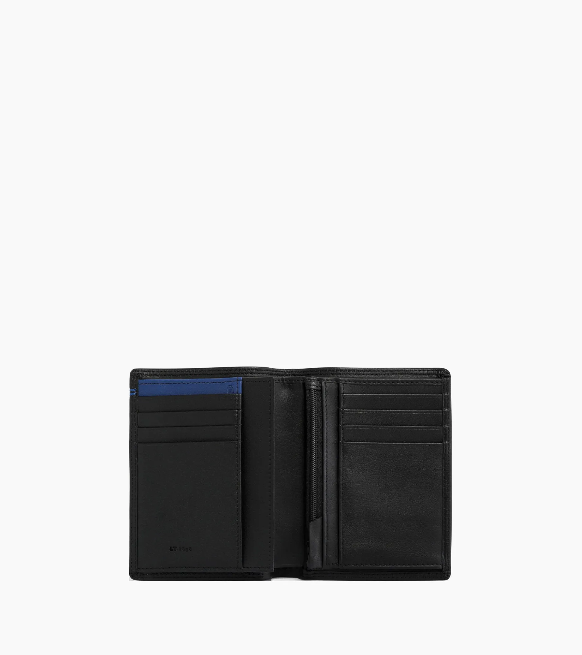 Portefeuille vertical moyen modèle zippé 2 volets Martin en cuir lisse - Black