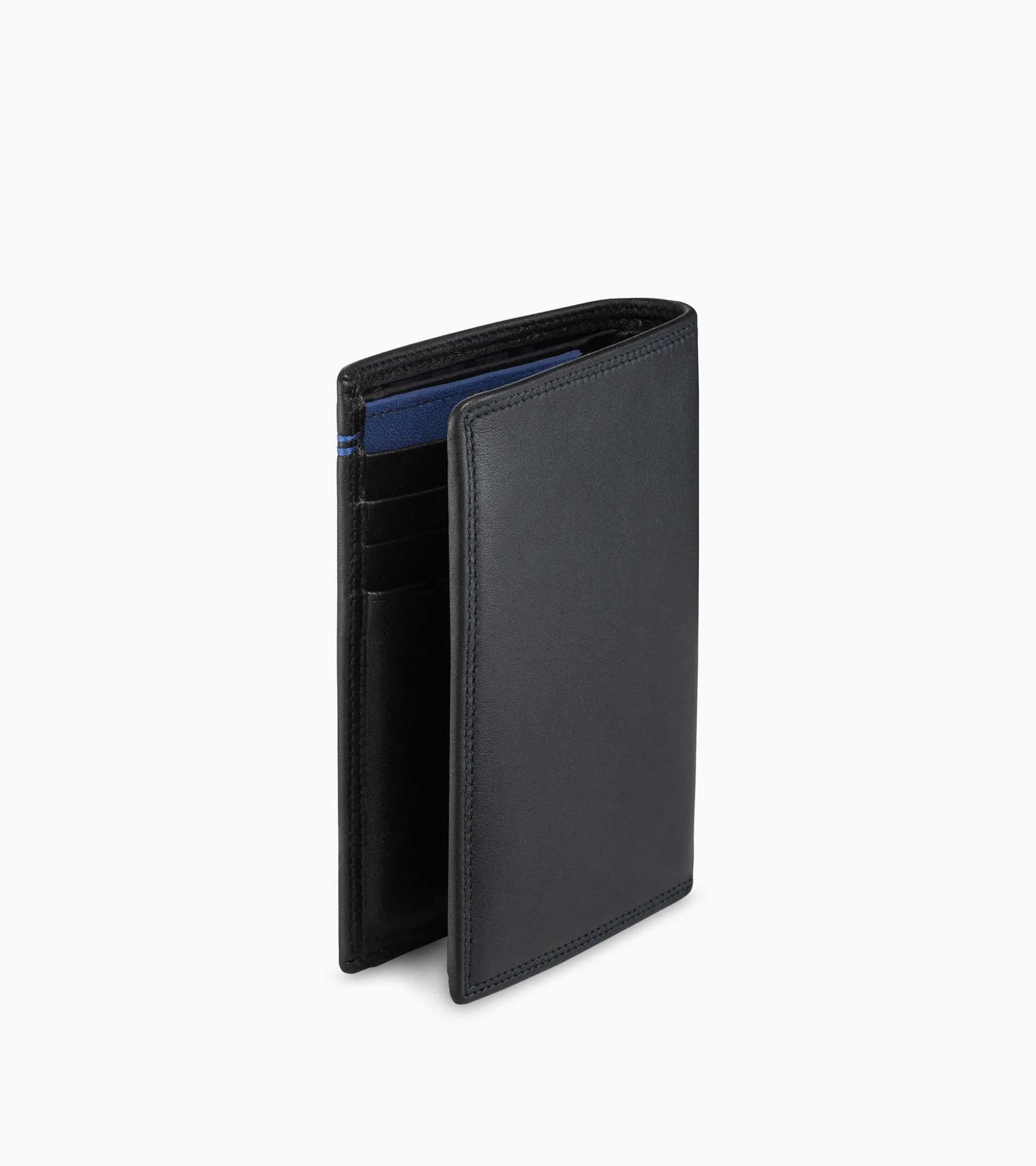 Portefeuille vertical moyen modèle zippé 2 volets Martin en cuir lisse - Black