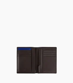 Portefeuille vertical moyen modèle zippé 2 volets Martin en cuir lisse - Coffee Brown