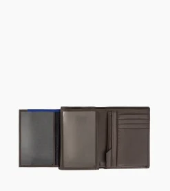 Portefeuille vertical moyen modèle zippé 2 volets Martin en cuir lisse - Coffee Brown
