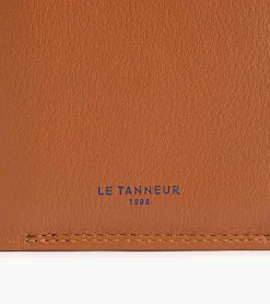 Portefeuille vertical moyen modèle zippé 2 volets Martin en cuir lisse - Brown Tan