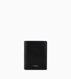 Portefeuille vertical poche monnaie zippée Augustin en cuir grainé - Black Le Bleu