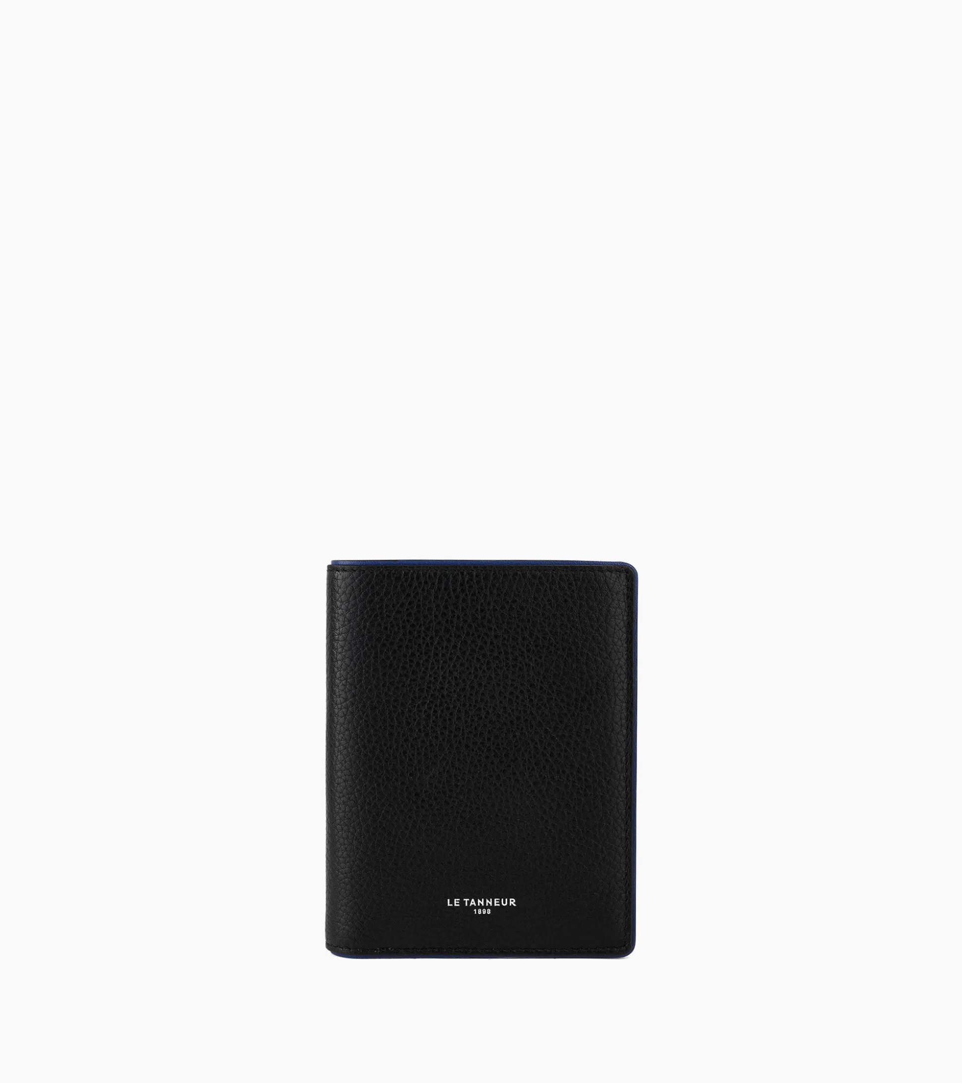 Portefeuille vertical poche monnaie zippée Augustin en cuir grainé - Black Le Bleu