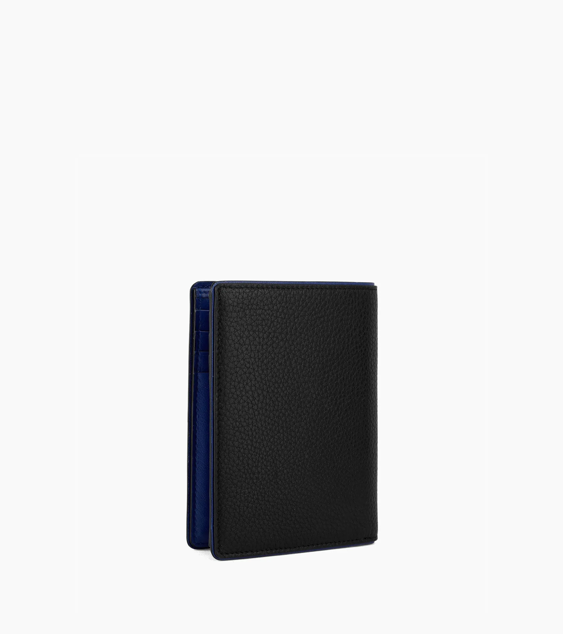 Portefeuille vertical poche monnaie zippée Augustin en cuir grainé - Black Le Bleu
