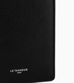 Portefeuille vertical poche monnaie zippée Augustin en cuir grainé - Black Le Bleu