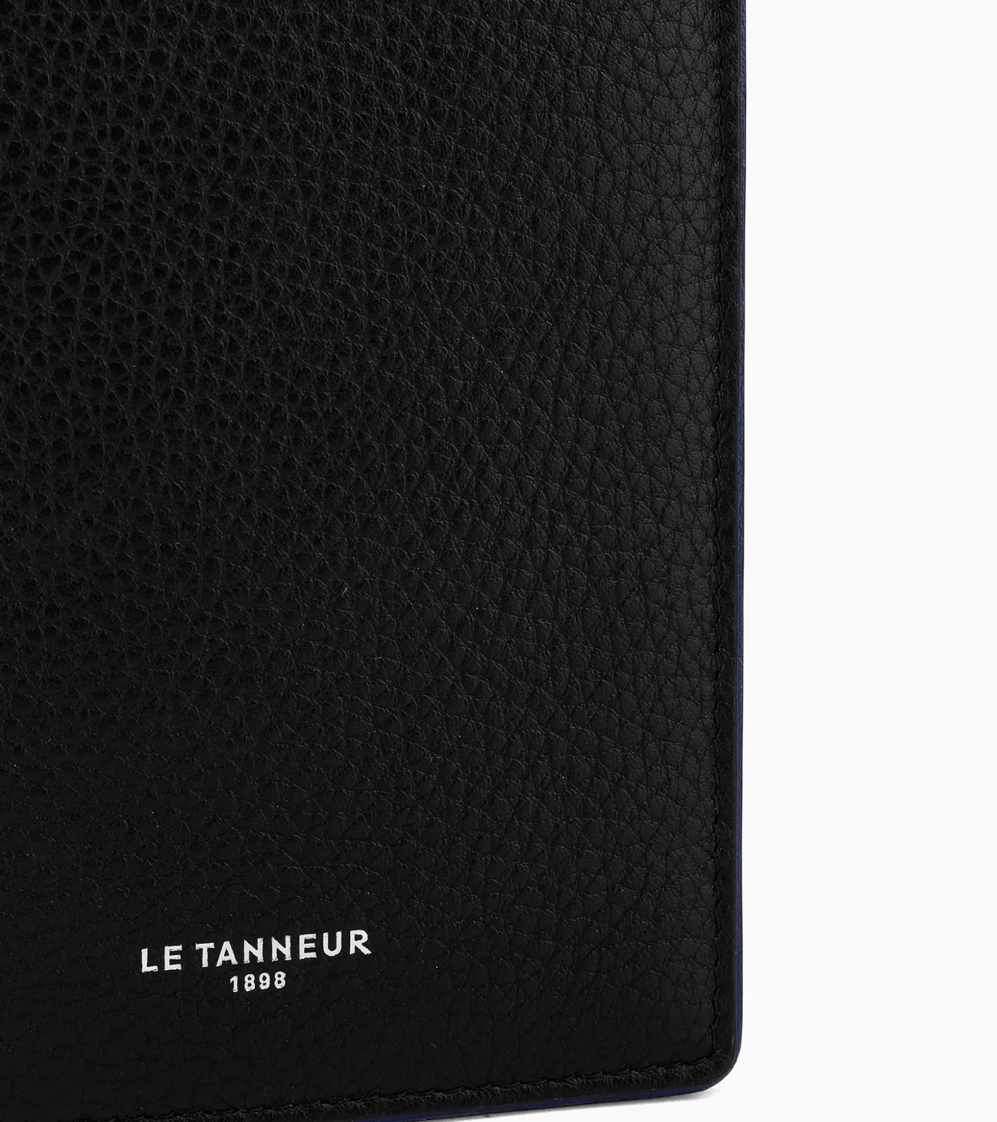 Portefeuille vertical poche monnaie zippée Augustin en cuir grainé - Black Le Bleu