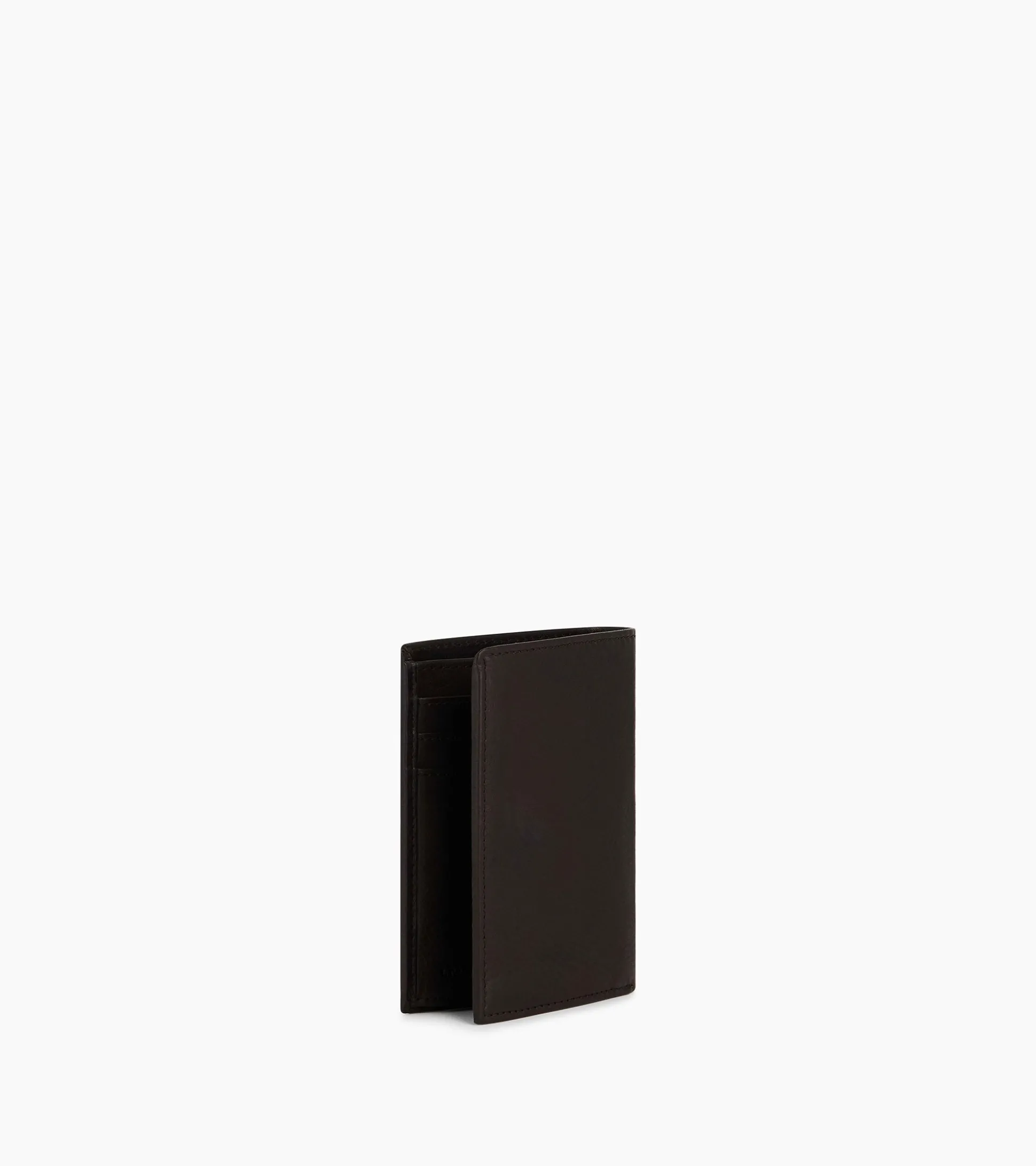 Portefeuille vertical zippé 2 volets Gary en cuir huilé - Brown