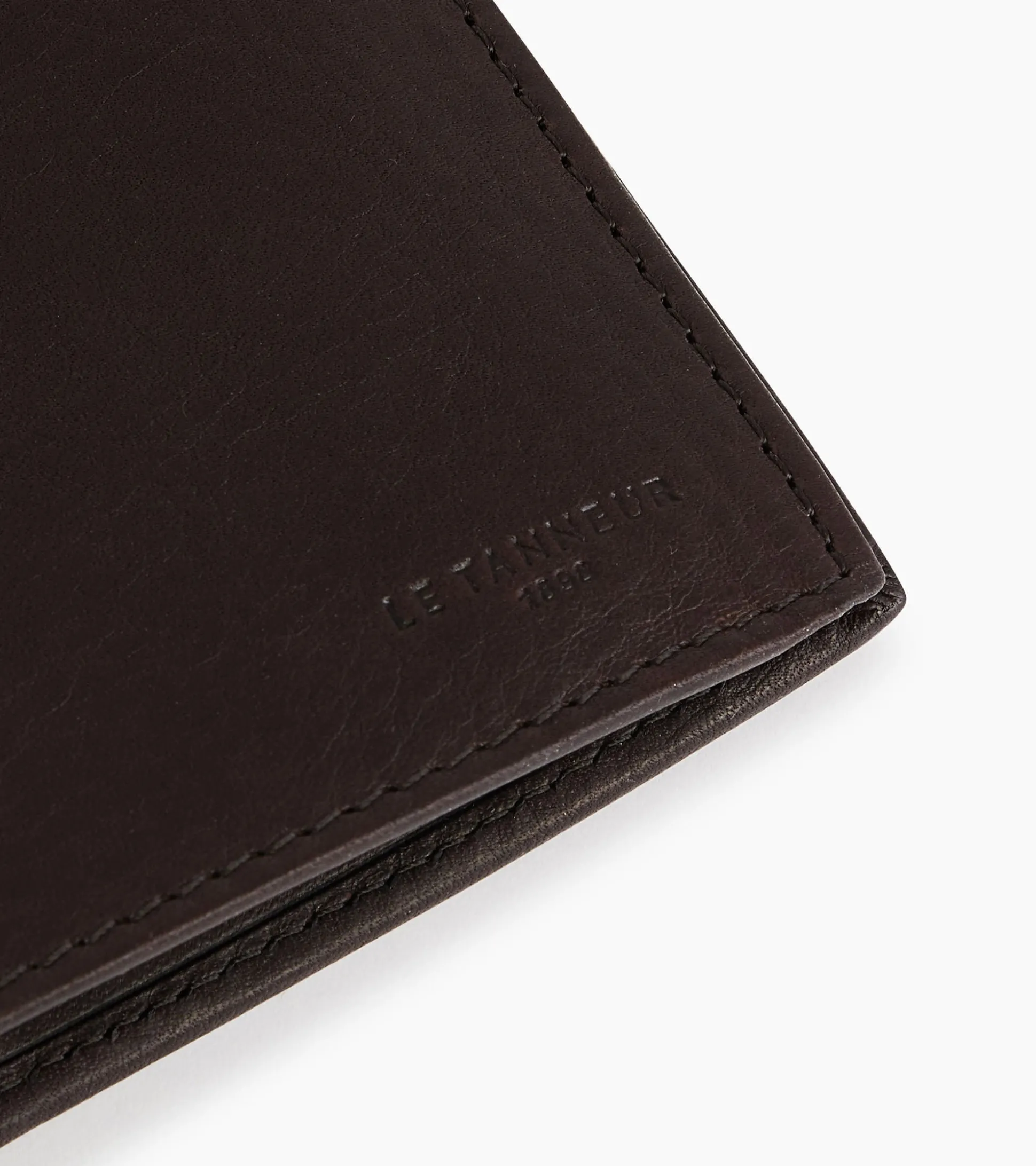 Portefeuille vertical zippé 2 volets Gary en cuir huilé - Brown