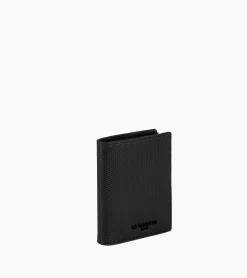 Portefeuille vertical zippé 2 volets Emile en cuir signature T - Black