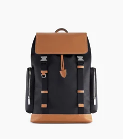 Sac à dos à rabat Maurice en toile enduite - Black Brown