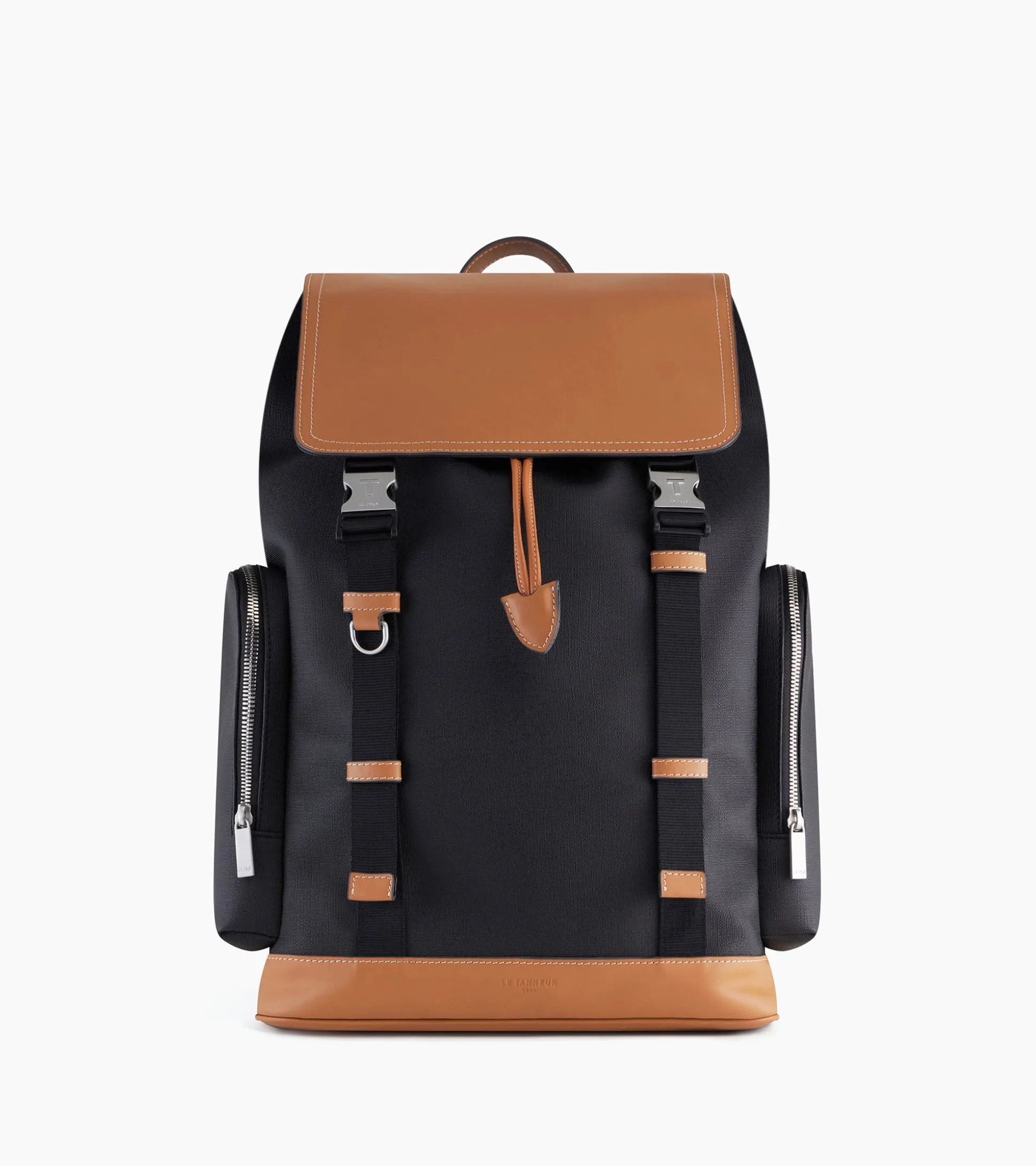 Sac à dos à rabat Maurice en toile enduite - Black Brown