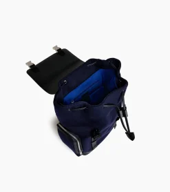 Sac à dos à rabat Maurice en feutre de laine et cuir lisse - CREPUSCULE-NOIR