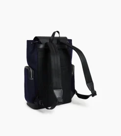 Sac à dos à rabat Maurice en feutre de laine et cuir lisse - CREPUSCULE-NOIR
